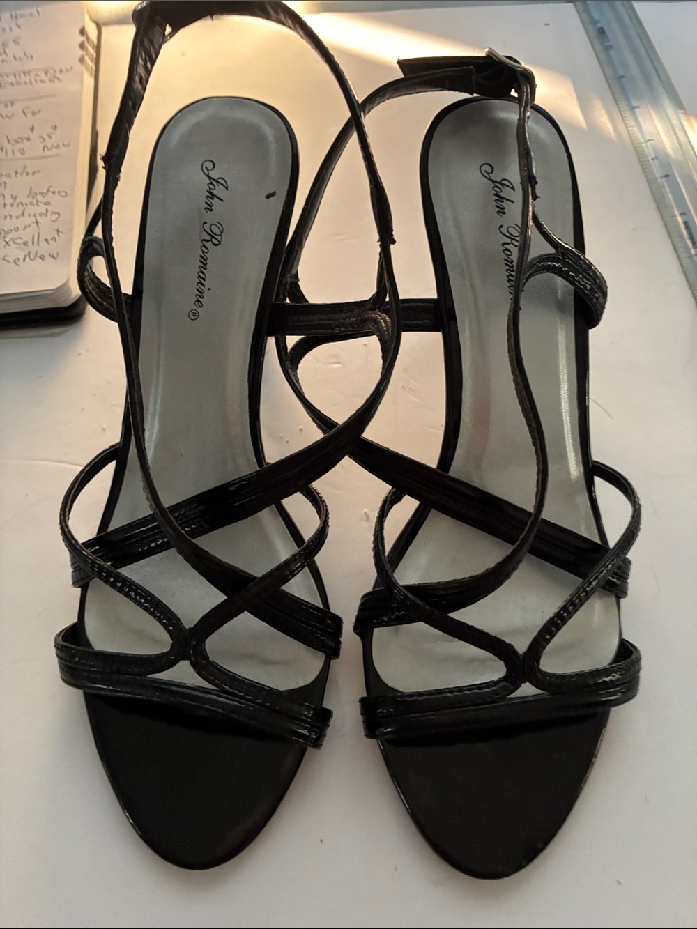 John Paramore Black Multi-Strap Slingback Sandals